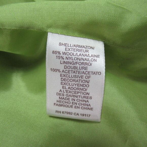 SIGRID OLSEN Jacket Medium Green Tweed Check Velvet Ribbon Belt Vintage Y2K - Picture 10 of 11